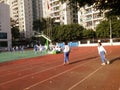 Chinese primary school students in the school playground Physical Education