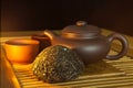 Chinese puer tea and tea set Royalty Free Stock Photo