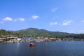 Chineses raft cruises on the lake