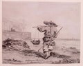 Chinese Rag-Picker Portuguese Macao Vintage Treasure Auguste Borget Graphite Pencil on Paper Sketch Painting Antique Print Royalty Free Stock Photo