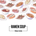 Chinese ramen soup poster with asian dishes Royalty Free Stock Photo