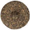 Chinese raw puerh tea with stone impress overhead view