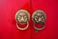 Chinese red gate doors in Yuantong, Kunming Royalty Free Stock Photo