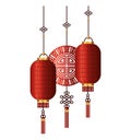 Chinese red with gold lanterns and fortune hanger vector design