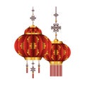 Chinese red with gold lanterns vector design