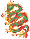 Chinese red and green dragon with a pearl