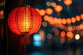 Chinese red lantern in the night of Chinese New Year of happiness Royalty Free Stock Photo