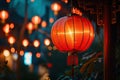 Chinese red lantern in the night of Chinese New Year of happiness Royalty Free Stock Photo