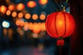 Chinese red lantern in the night of Chinese New Year of happiness Royalty Free Stock Photo