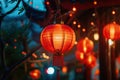 Chinese red lantern in the night of Chinese New Year of happiness Royalty Free Stock Photo