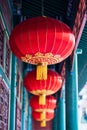 Chinese red lantern with yellow and golden pattern