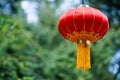 Chinese red lantern with yellow and golden pattern Royalty Free Stock Photo