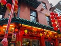 Chinese restaurant lanterns red food lunch dinner outside