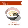 Chinese rice porridge in deep bowl isolated illustration