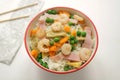 Chinese rice three delights with vegetables. Royalty Free Stock Photo