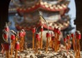 Chinese ritual candles after ceremony Royalty Free Stock Photo