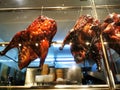 Chinese roasted duck hanging in the restaurant in Bangkok Thailand Royalty Free Stock Photo