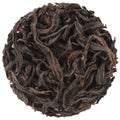 Chinese roasted tea Da Hong Pao Big Red Robe Wu Yi Shan Rock Oolong Tea in round shape isolated