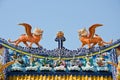 Chinese roof art in chinese temple Royalty Free Stock Photo