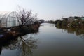 Chinese rural village located next to the river in Shanghai