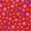 Chinese sakura star seamless pattern