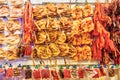 Chinese Sausages and Preserved Meat at Singapore Chinatown Street Market Royalty Free Stock Photo