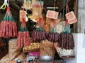 Chinese sausages on sale in Hong Kong market Royalty Free Stock Photo