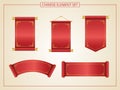 Chinese scroll with red color in papercut style. Suitable for graphic, banner, card, flyer and many purpose