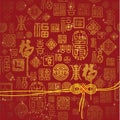 Chinese seal background with Chinese knot