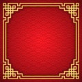 Chinese seamless pattern with frame and shadow. Red and golden chinese clouds traditional ornament background. Vector illustration Royalty Free Stock Photo