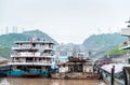 Chinese ships standing near the Three Gorges Dam Royalty Free Stock Photo