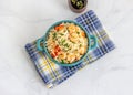 Chinese Shrimp Fried Rice Vegetables in a Casserole Pot