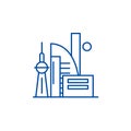 Chinese skyscrapers line icon concept. Chinese skyscrapers flat vector symbol, sign, outline illustration.