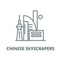 Chinese skyscrapers line icon, vector. Chinese skyscrapers outline sign, concept symbol, flat illustration