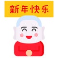 Chinese smile monk greeting and sign mean happy new year Royalty Free Stock Photo