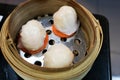 Chinese snacks with shrimp stuffed, dim sum or Chinese dumpling Royalty Free Stock Photo