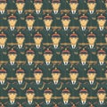 Chinese soldiers army officers vector seamless pattern