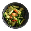 Chinese spicy broken cucumbers salad. Asian cuisine. Spicy cucumbers.