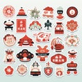 Chinese spring festival items sticker sheet Royalty Free Stock Photo