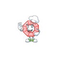Chinese square feng sui cartoon character wearing costume of chef and white hat