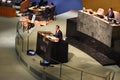 State Councilor and Minister for Foreign Affairs Wang Yi speaks at the 77th UN General Assembly Royalty Free Stock Photo