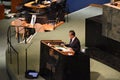 State Councilor and Minister for Foreign Affairs Wang Yi speaks at the 77th UN General Assembly Royalty Free Stock Photo