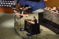 State Councilor and Minister for Foreign Affairs Wang Yi speaks at the 77th UN General Assembly Royalty Free Stock Photo