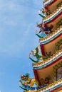 Chinese statues art on the chinese temple roof Royalty Free Stock Photo