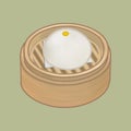 Chinese steamed bun in a basket illustration