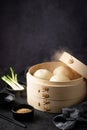 Chinese steamed buns baozi with steamer Royalty Free Stock Photo