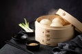 Chinese steamed buns baozi with steamer Royalty Free Stock Photo