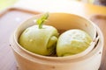 Chinese Steamed Buns or Mantou Green tea favor food