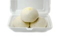Chinese steamed buns in white box isolated on white background Royalty Free Stock Photo