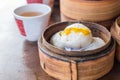 Chinese Steamed Creamy Custard Bun; Asian dish Royalty Free Stock Photo